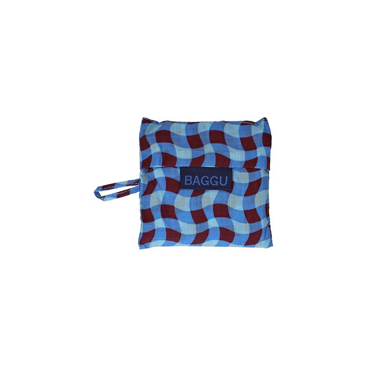 ♡専用♡新品　BAGGU エコバッグ　ウェービーストライプ　セット ◇スタンダードエコバッグ ブルー×イエローストライプ ＜BAGGU